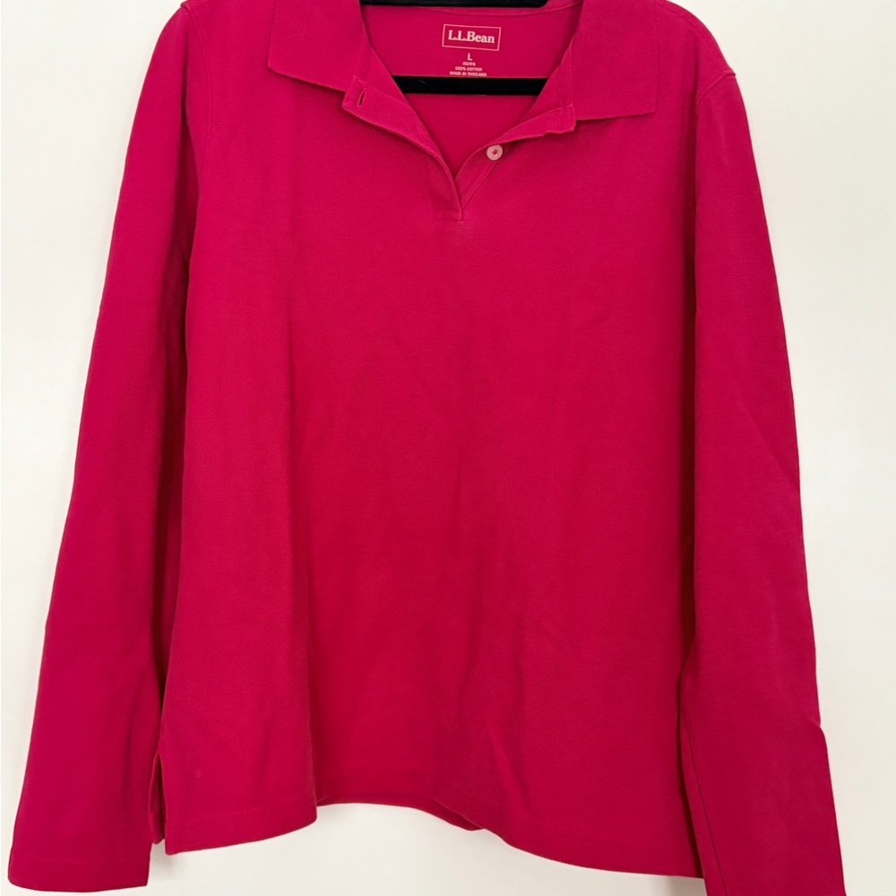 L.L. Bean Fuchsia Cotton Polo Shirt
